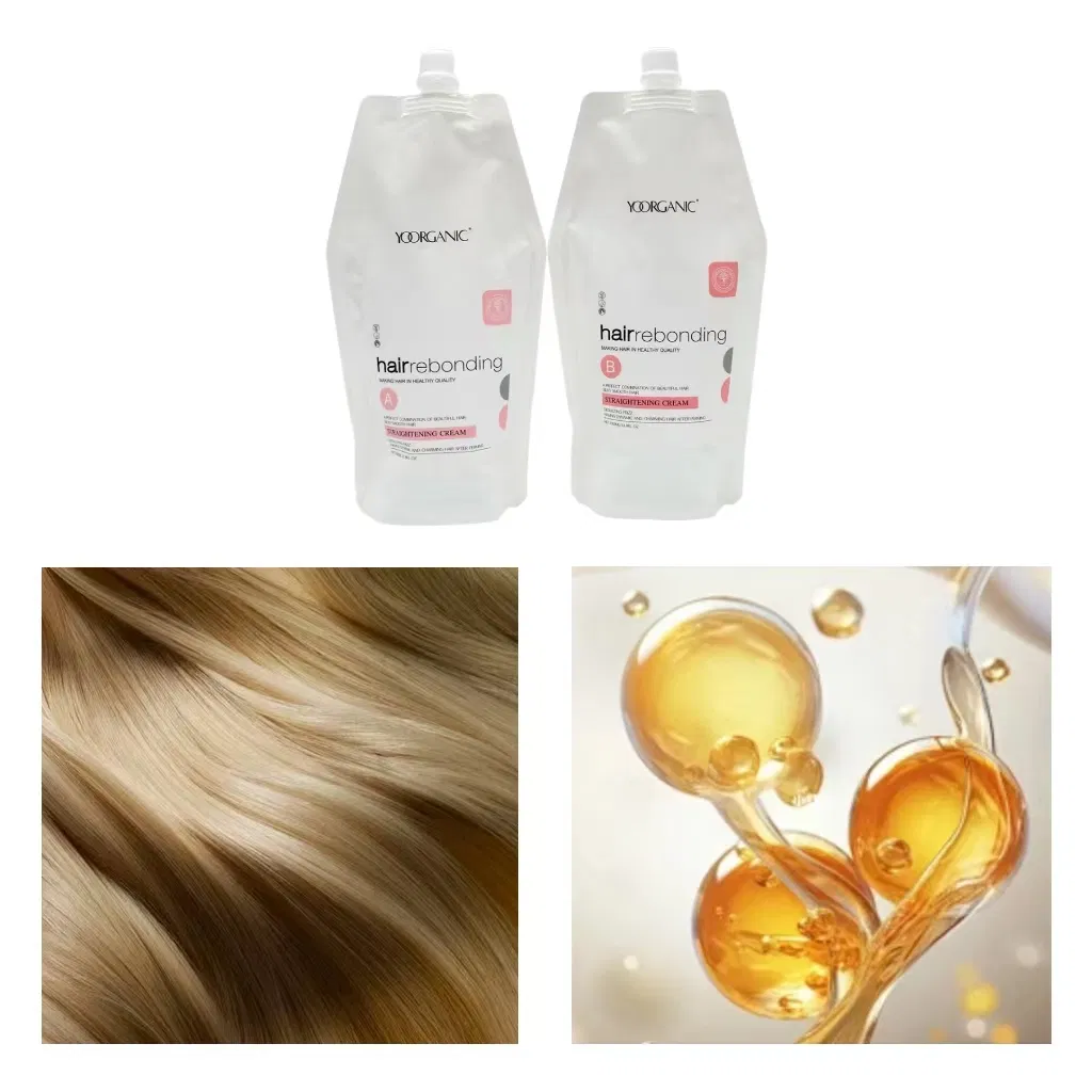 a Set 2*1000ml Hair Straightening Cream Hair Color Manufacturer Wholesale Best Professional Permanent Rebonding Cream Hair Perm Lotion