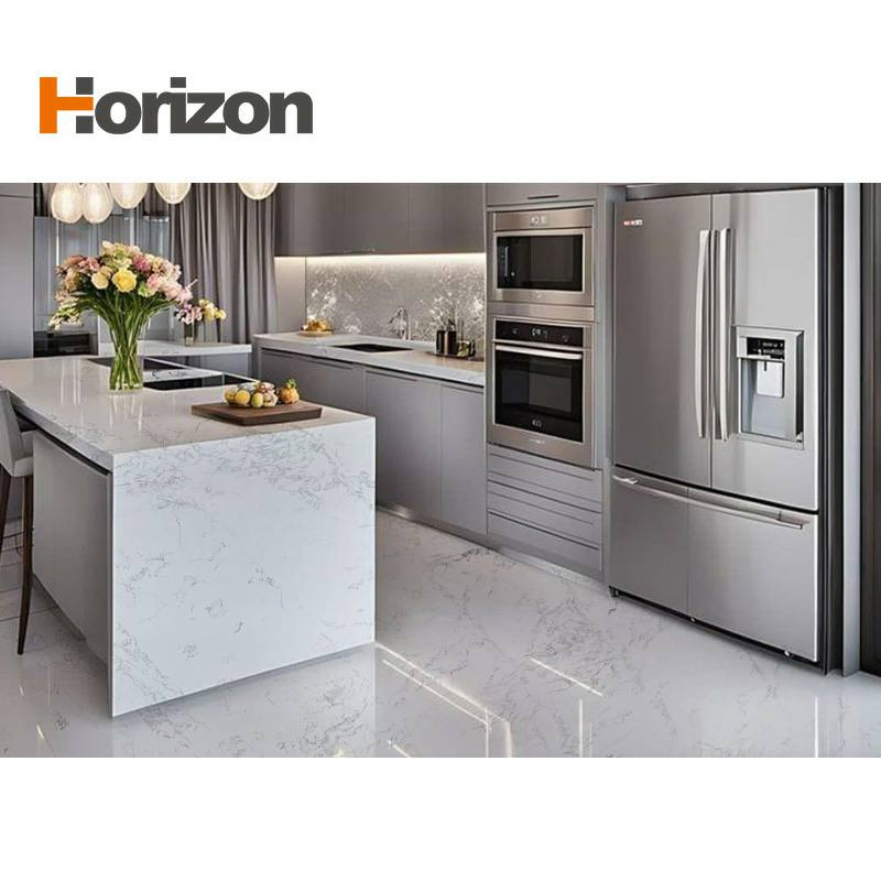 Customized Artificial Calacatta White 15 18 20 30 mm Thick Quartz Stone Slab Cuarzo Lamina