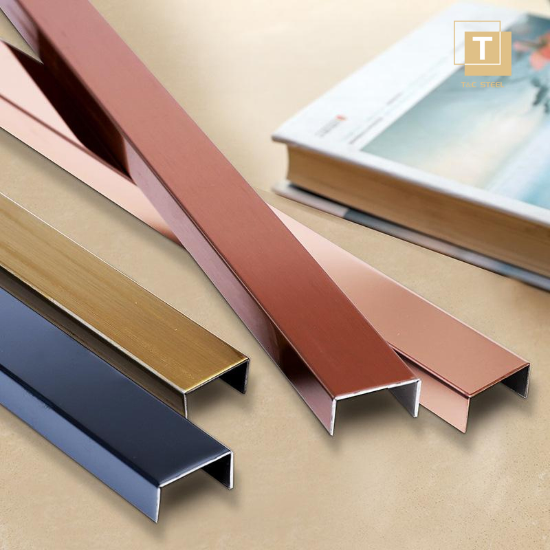 T&C U11 U-Shape Strip PVD Mirror Brushed Finish Stainless U Groove for Glass Partition