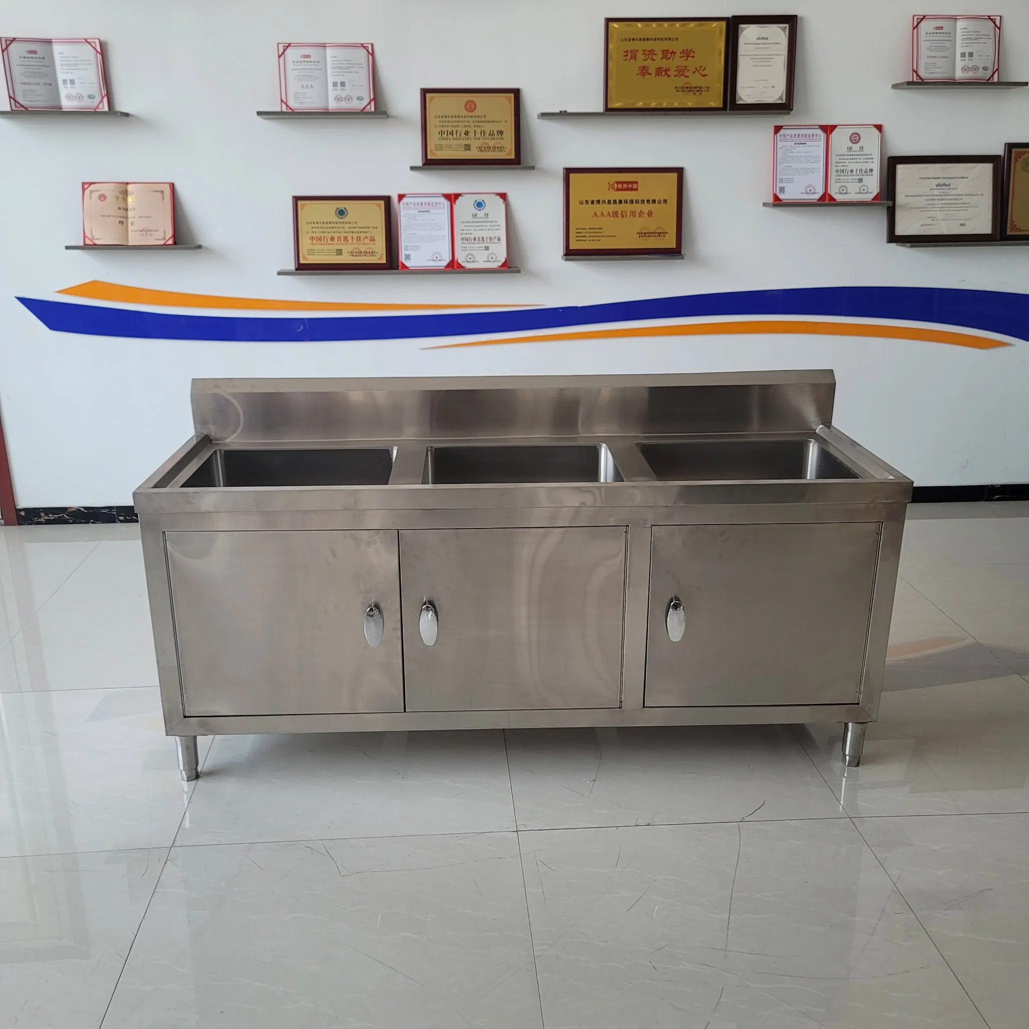 Commercial Kitchen Equipment Freestanding Stainless Steel Faucet Sink for Vegetable Wash Food