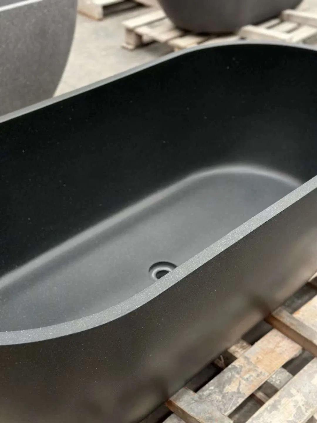 Fabricado En China Freestanding Artificial Stone Terrazzo Black Bathtub Mat