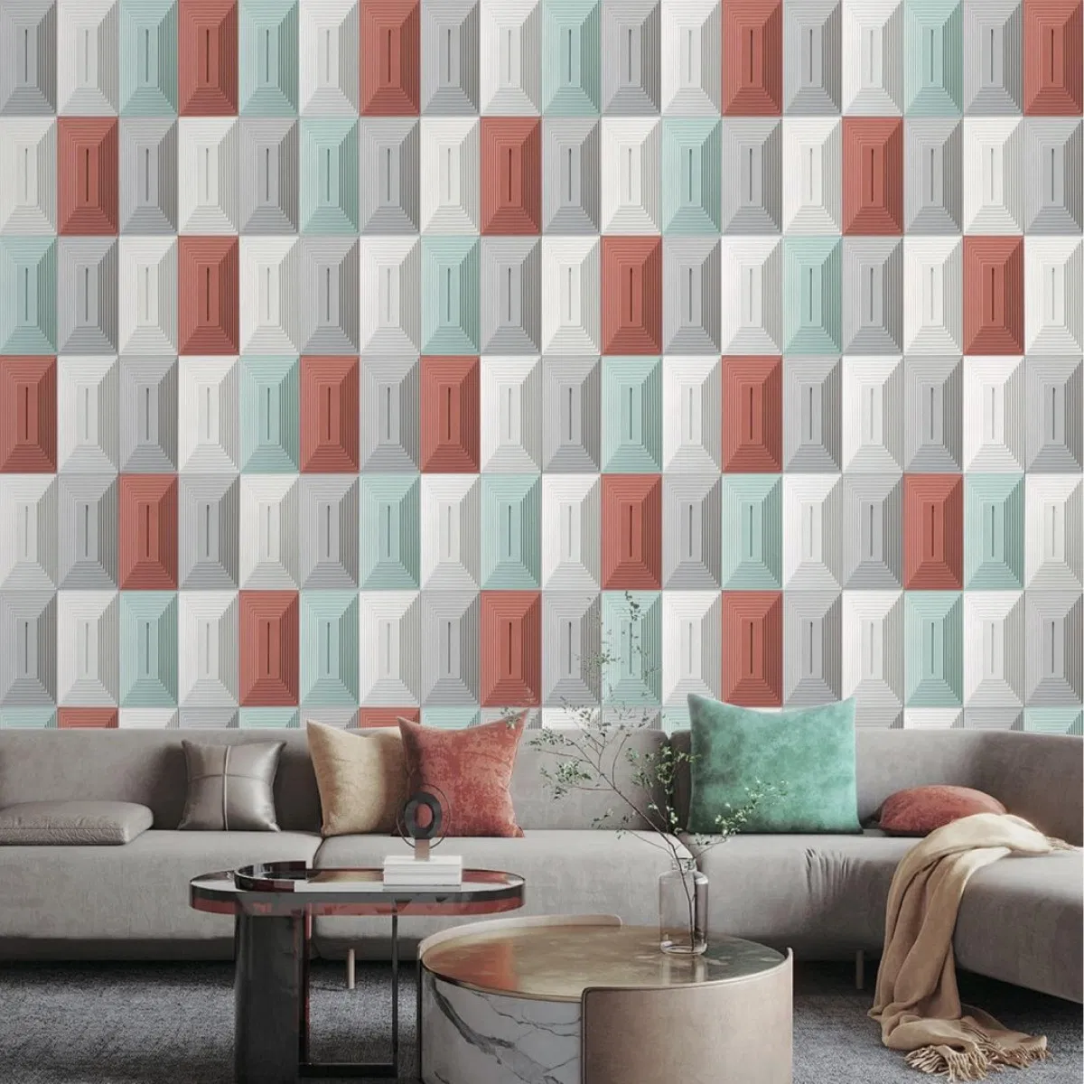 factory Export Concrete UHPC 3D colorful brick tiles for bar cafe hall Interior exterior Wall cladding eco-friendly Pyramid 100*300*20mm