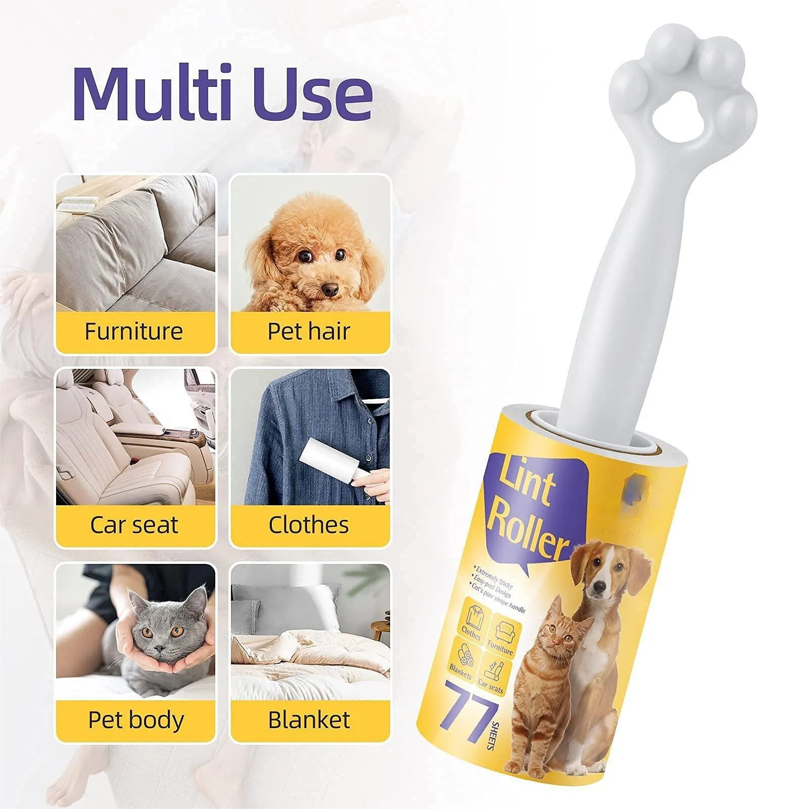 Remover Clothes Fur Blankets Dog Cat Pet Hair Extra Sticky Lint Rollers