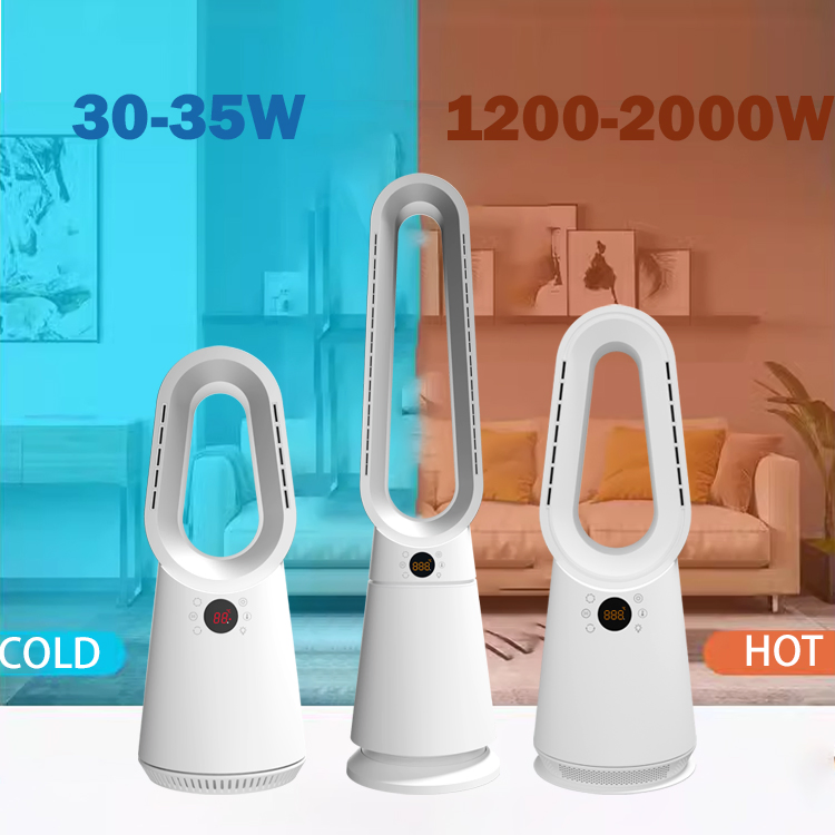 Intelligent Electric Fan Heater 2000W PTC Room Heater Fan Retardant Material Bladeless Tower Fan Cooler and Heater High Speed