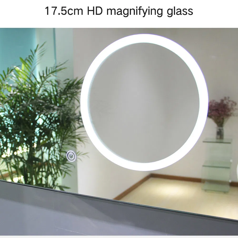 LED Backlit Mirror Illuminated Bathroom Mirror Cabinet and Magnifying Lens Wall-Mounted Vanity Mirror Cabinet