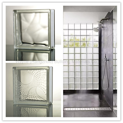 High Quality 190X190X80mm Artistic Design Glass Block Brick