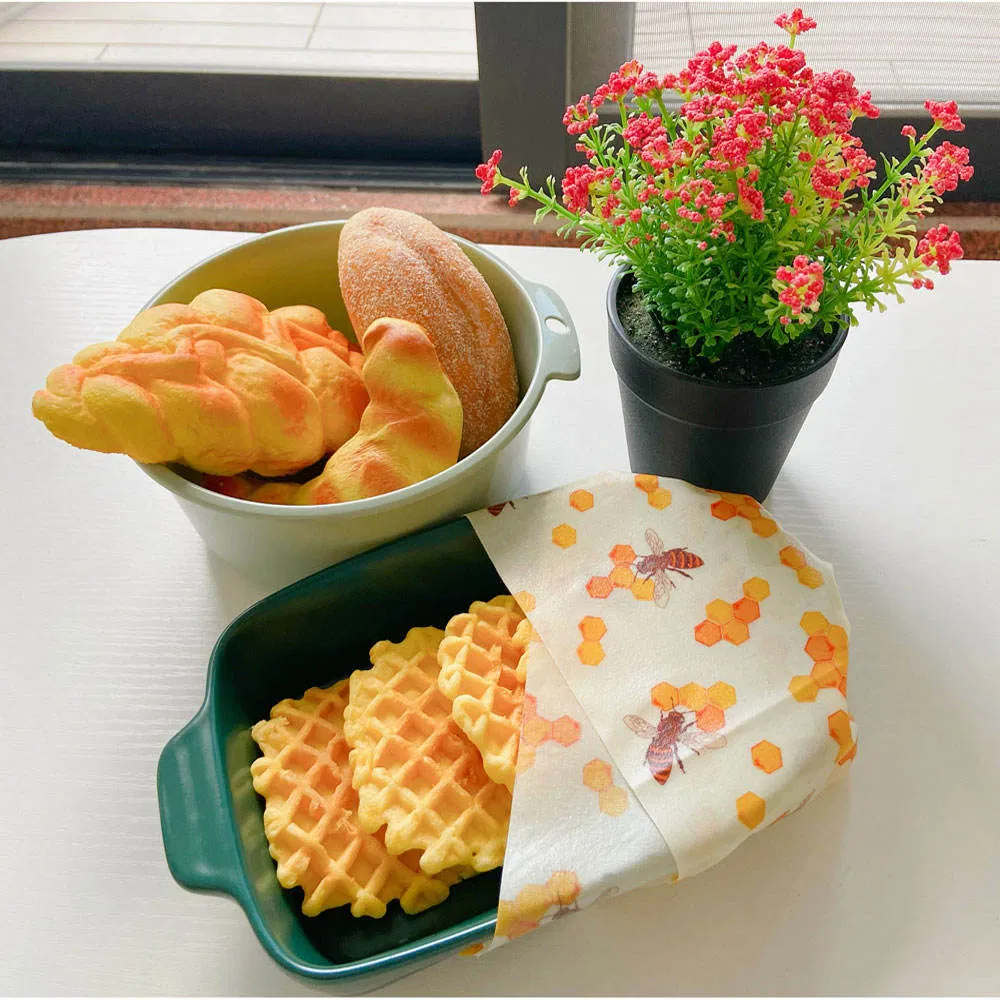Reusable 100% Organic Cotton Beeswax Food Wrap Alternatives for Food Storage