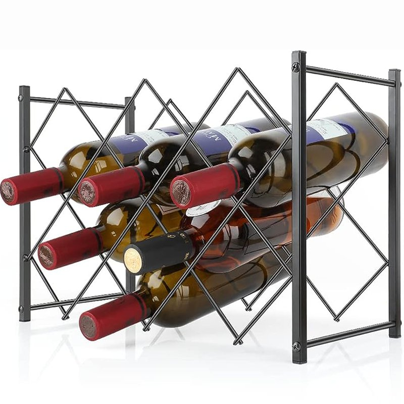 China Custom Made Glass Display Free Standing Stackable Small Metal Countertop Wall Mounted DIY Holder Narrow Industrial Bottle Rack