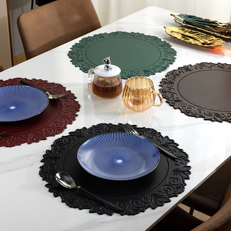 PVC Placemat Leather Vintage Table Mat European Creative Heat Insulation Mat Nordic Waterproof