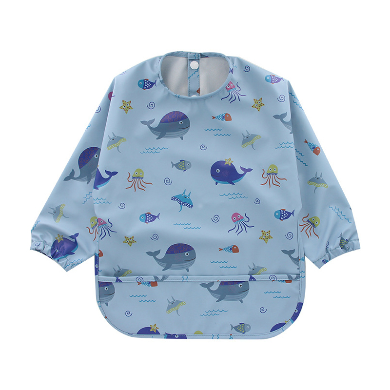 in Stock, Children's Upside-Down PU Coveralls, Washable and Dirt-Proof Clothes, and Baby Waterproof Bibs