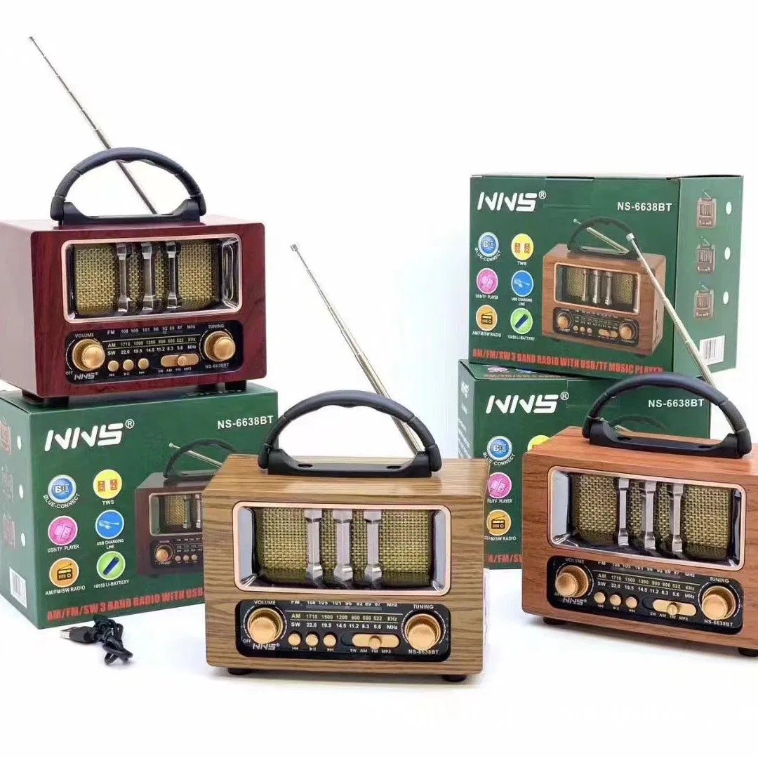 Ретро радио NS-6638BT с Bluetooth, деревянный корпус