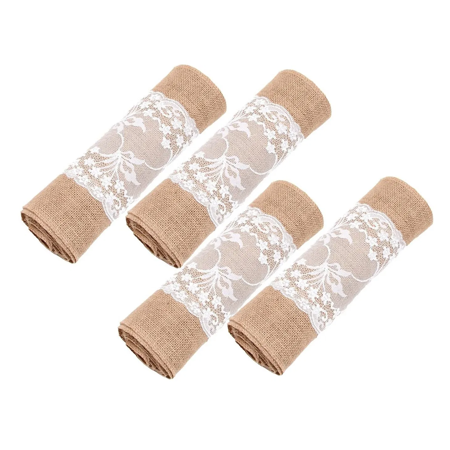 Wedding Customize White Lace Buralap Table Runner