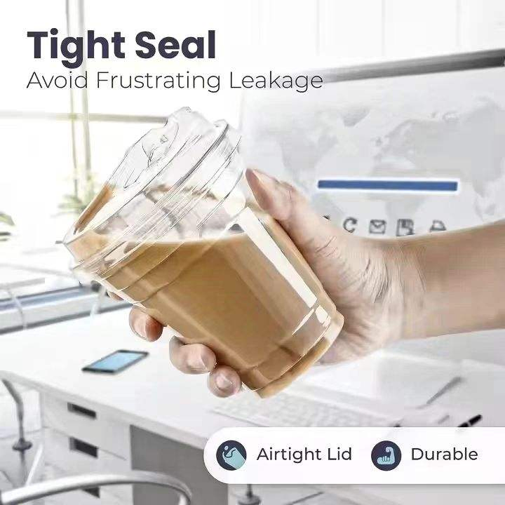 Пластиковый стакан 16 унций с логотипом и крышкой