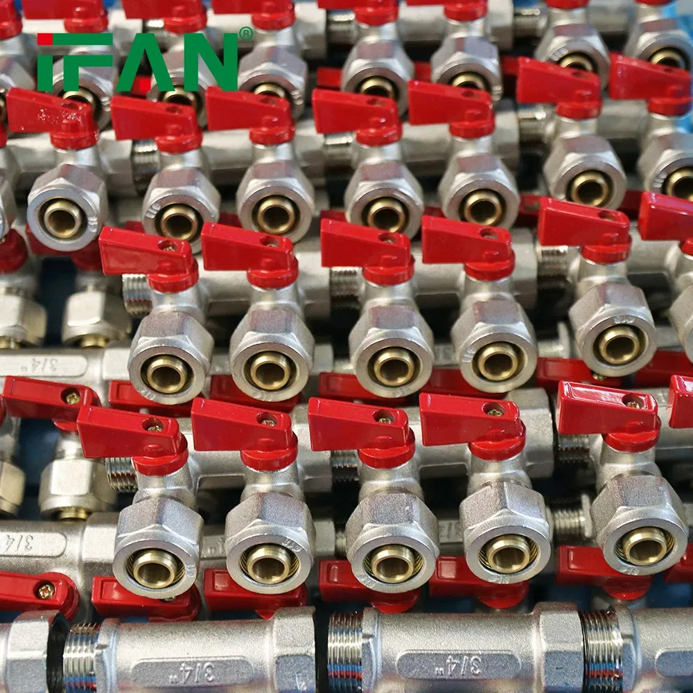 Ifan Certified 2-6 Way Brass Water Valve Manifold Radiant Heating Floor Heating Parts for Apartment Use Manifold 3/4" Brass