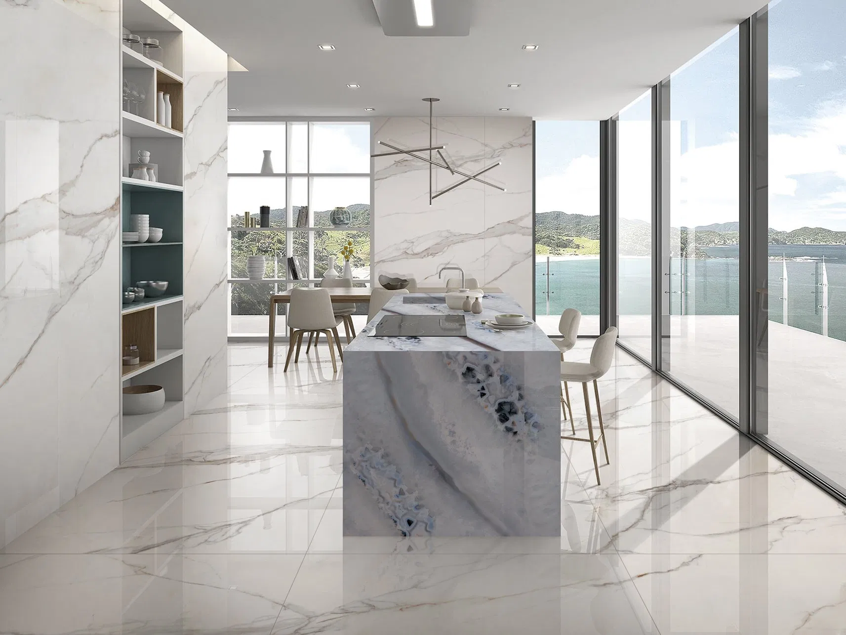 Best Selling Rock Slab TV Background Wall New Chinese Sintered Stone Slab 12mm with Marble Look Artificial Stone