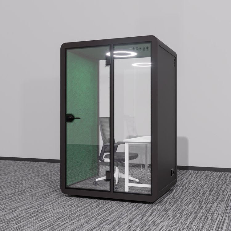 Modular Soundproof Pod with Bench Seating for Hospital Waiting Area