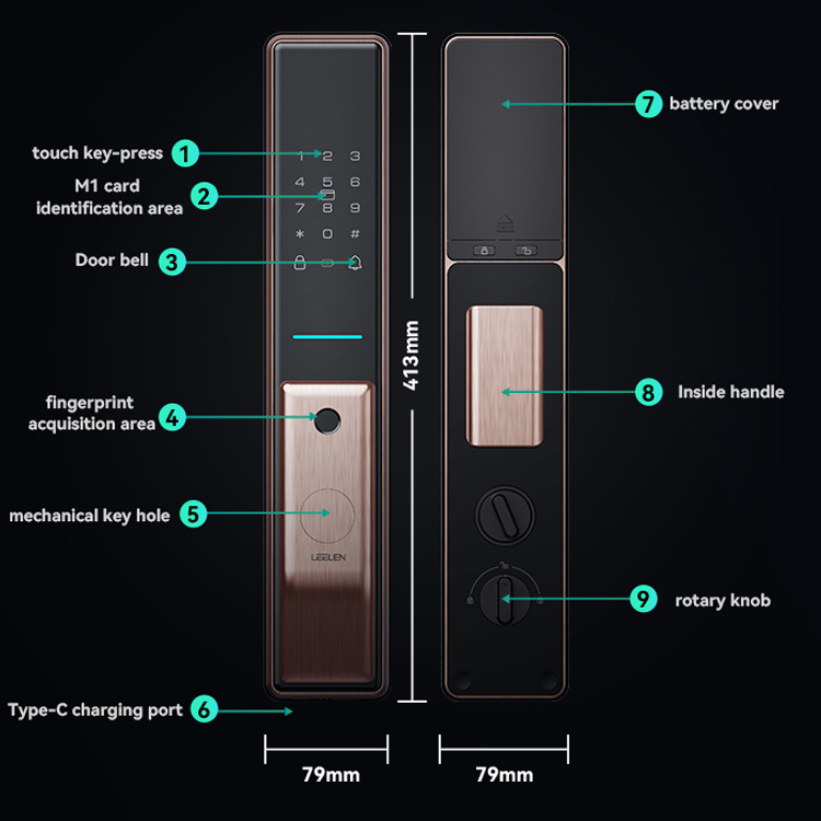 Leelen Cerraduras Digitales Security Deadbolt Door Lock APP Control Fingerprint Tuya Smart Door Lock Password