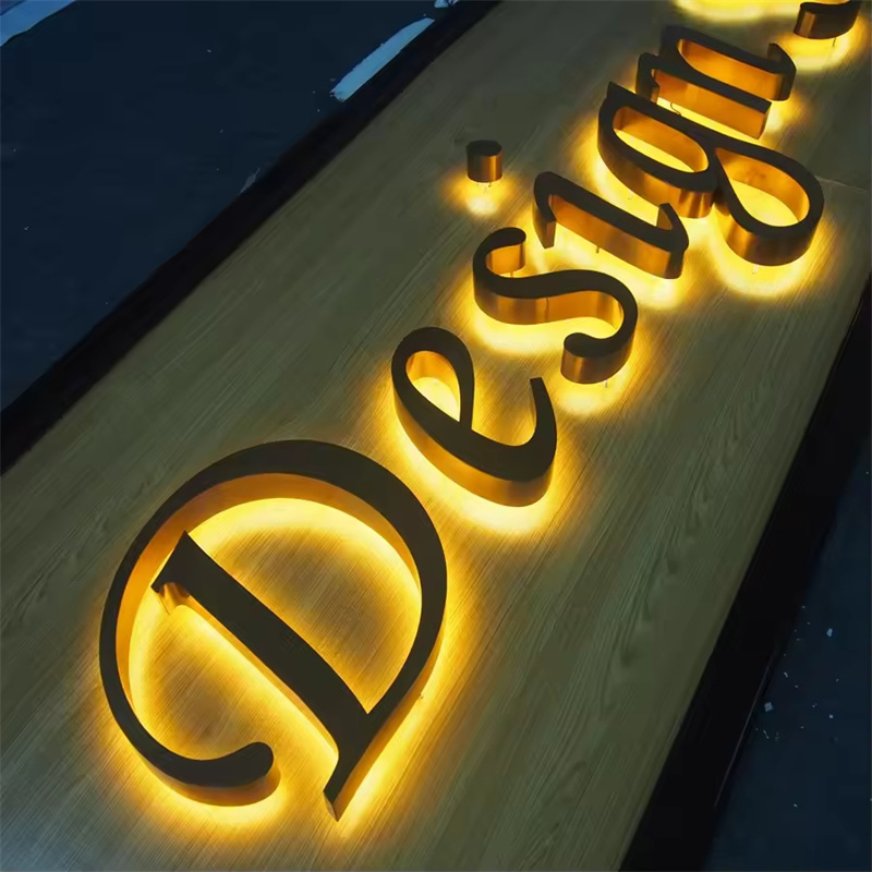 2024 Exterior Wall Logo Sign Business Brushed Metal Custom LED Letter Sign