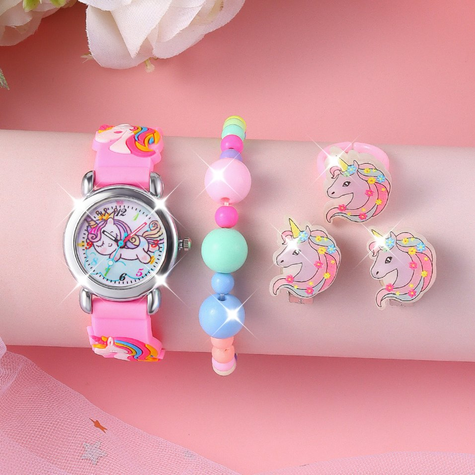 Cute Cartoon Watches Unicorn Bright Colors Pink