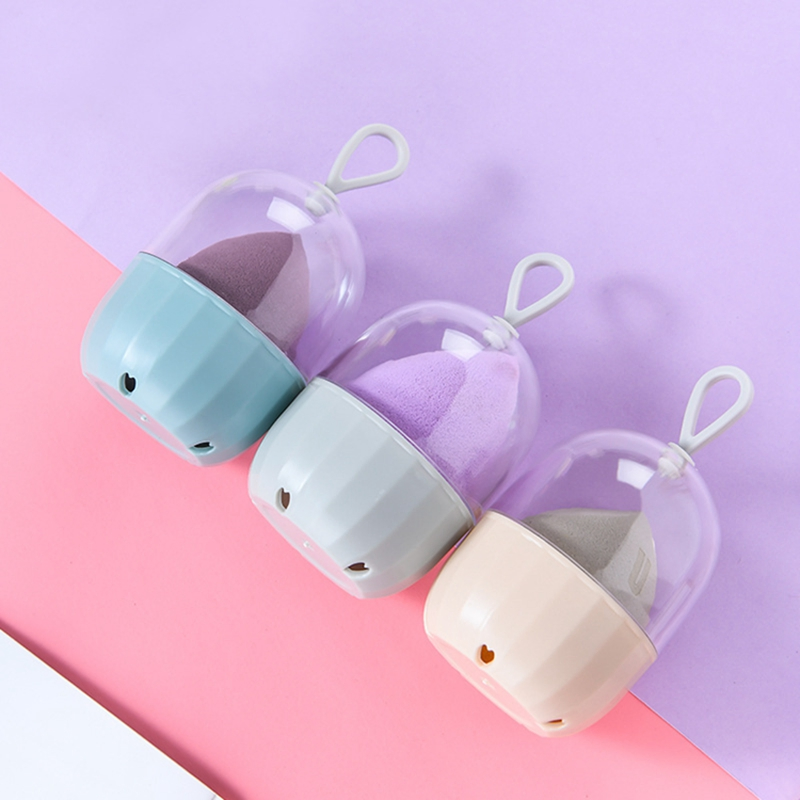 Wholesale Latex Free Beauty Sponge Custom Logo Cylinder Box Packaging Makeup Sponge