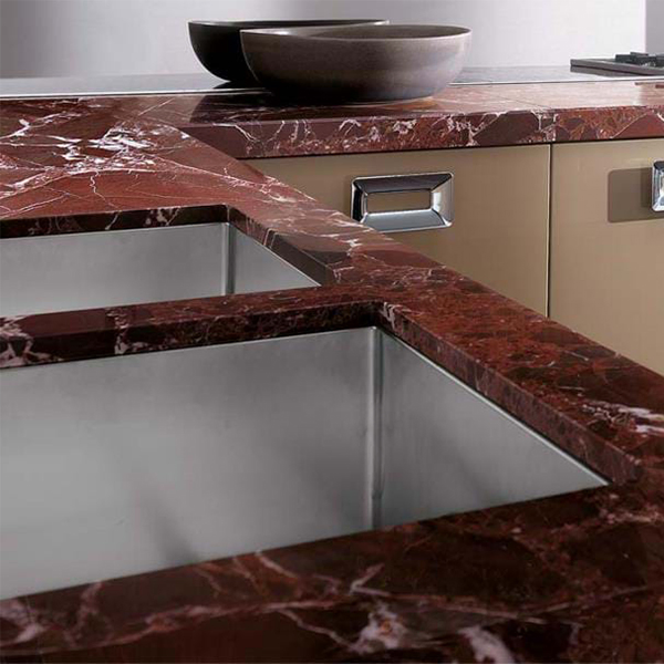 Natural Rosso Levanto Red Marble Slab Coffee Table for Kitchen Standard Countertops with Backsplash