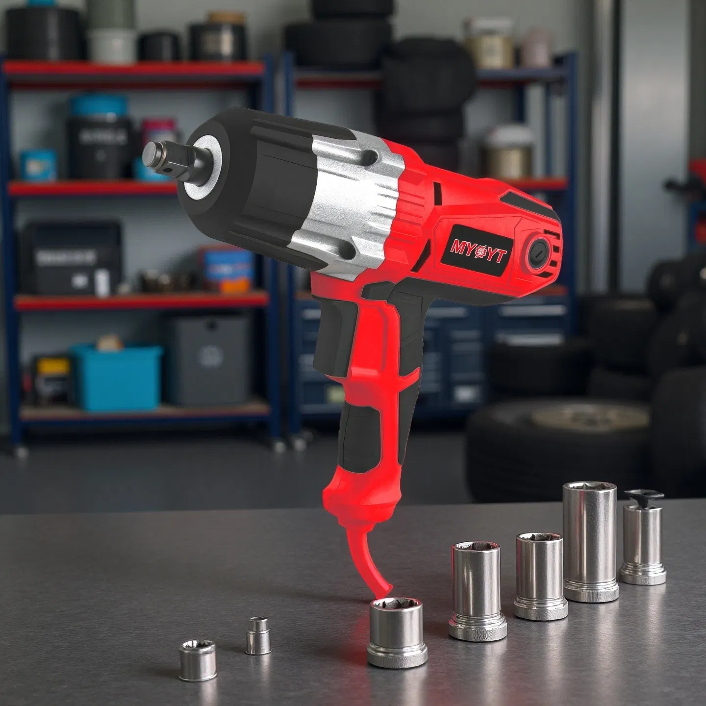 230V 720W Impact Wrench 500n.M High Torque 3600rpm 1/2" Spindle Electric Wrench with Copper Motor Rubber Handle Aluminum Gearbox VDE Plug Forward/Reverse Functi
