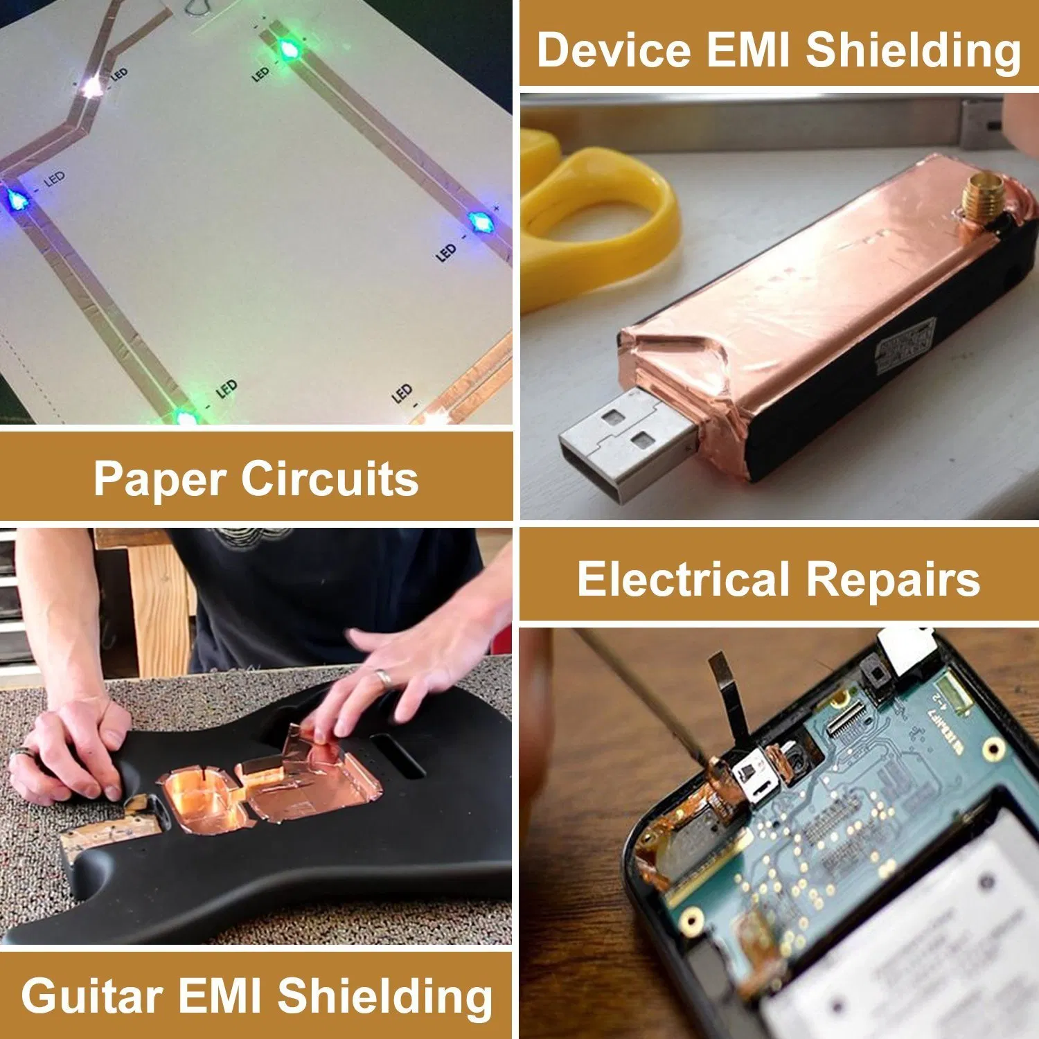 Copper Foil Tape Electrical Conductive Adhesive Copper Tape for Guitar