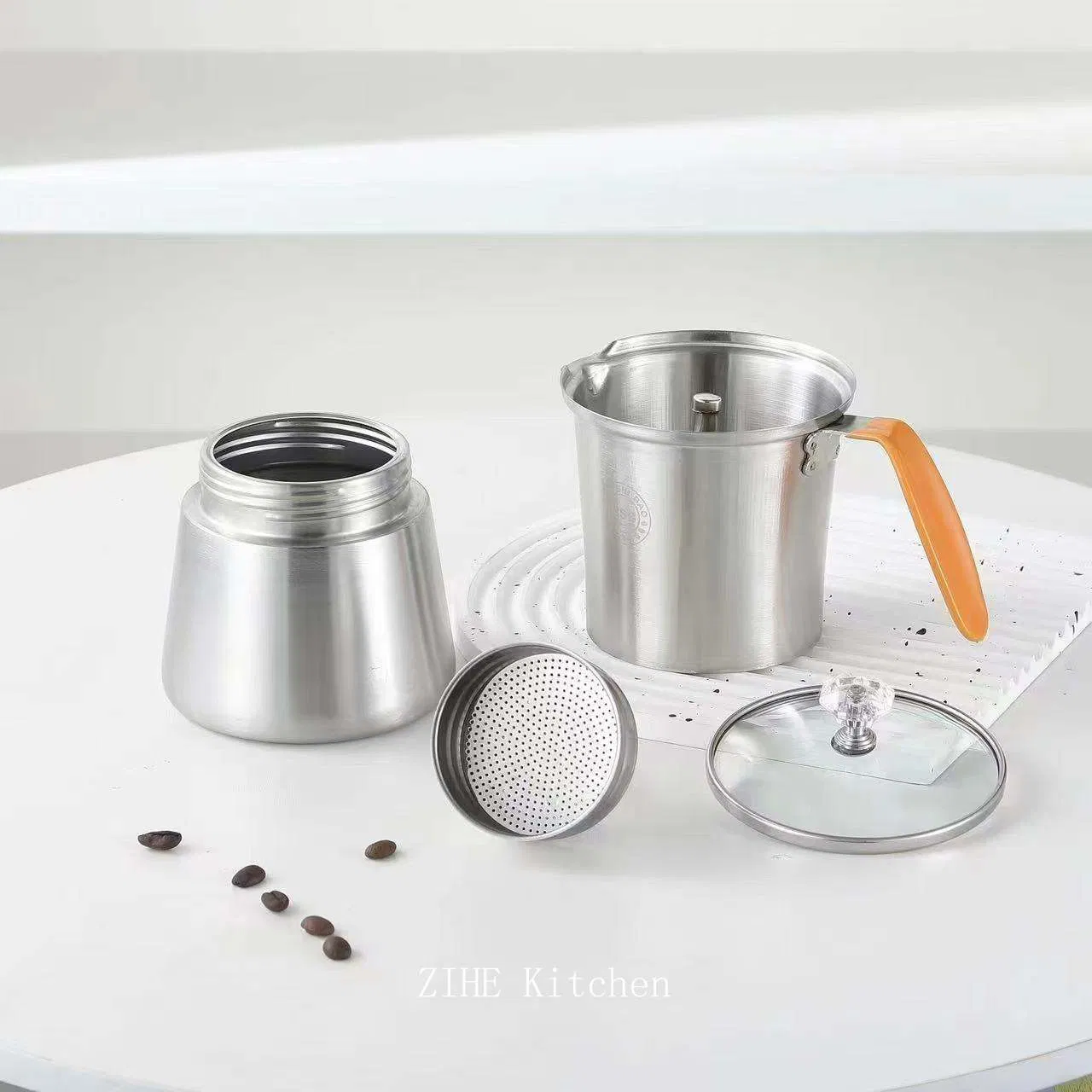 304 Stainless Steel Moka Pot Italian Hand Made Teapot European Style Outdoor Portable