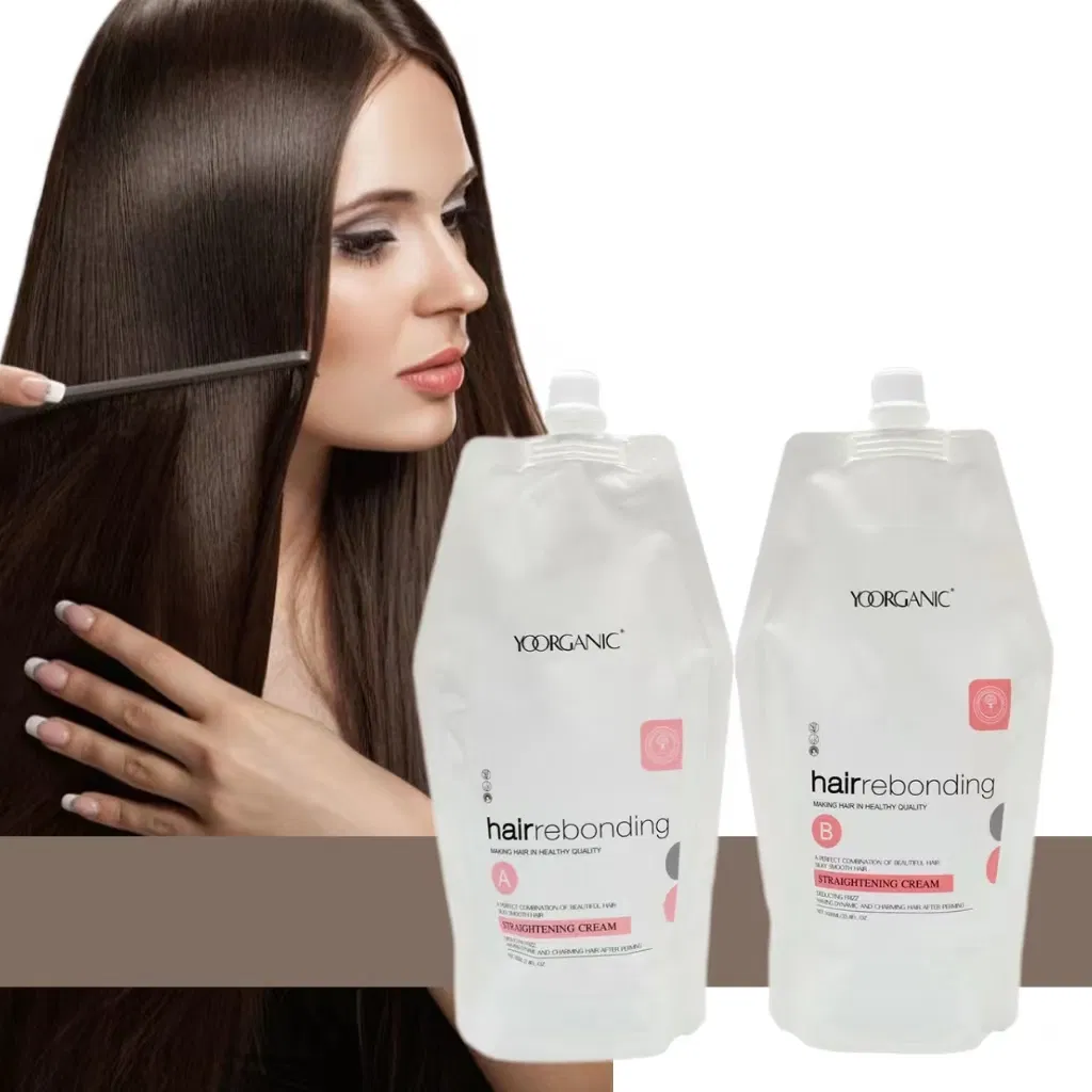 a Set 2*1000ml Hair Straightening Cream Hair Color Manufacturer Wholesale Best Professional Permanent Rebonding Cream Hair Perm Lotion