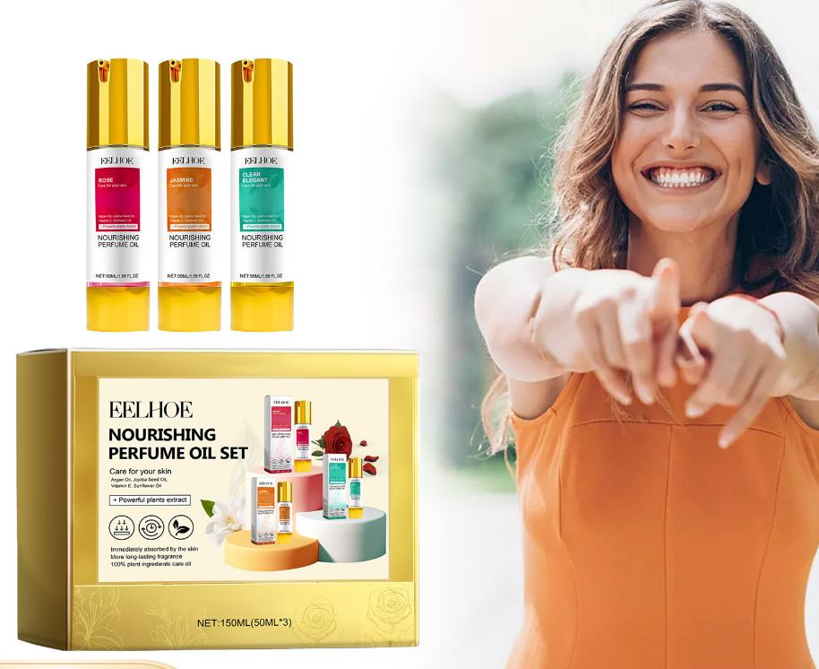 Online Wholesale and Retail 3 PCS Pack Perfumes Gift Set Women's Fresh Nourish Perfume Long Lasting Keep Fragrance Essential Smoothing Perfume Oil Set