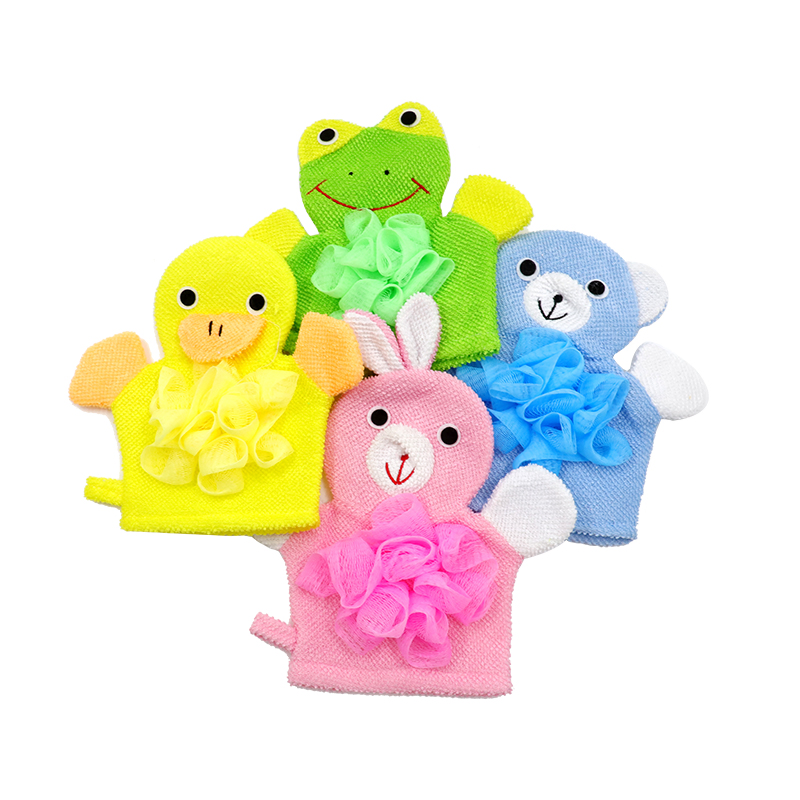 4 PCS Cartoon Terry Cloth Bath Sponge Mitt Bath Glove