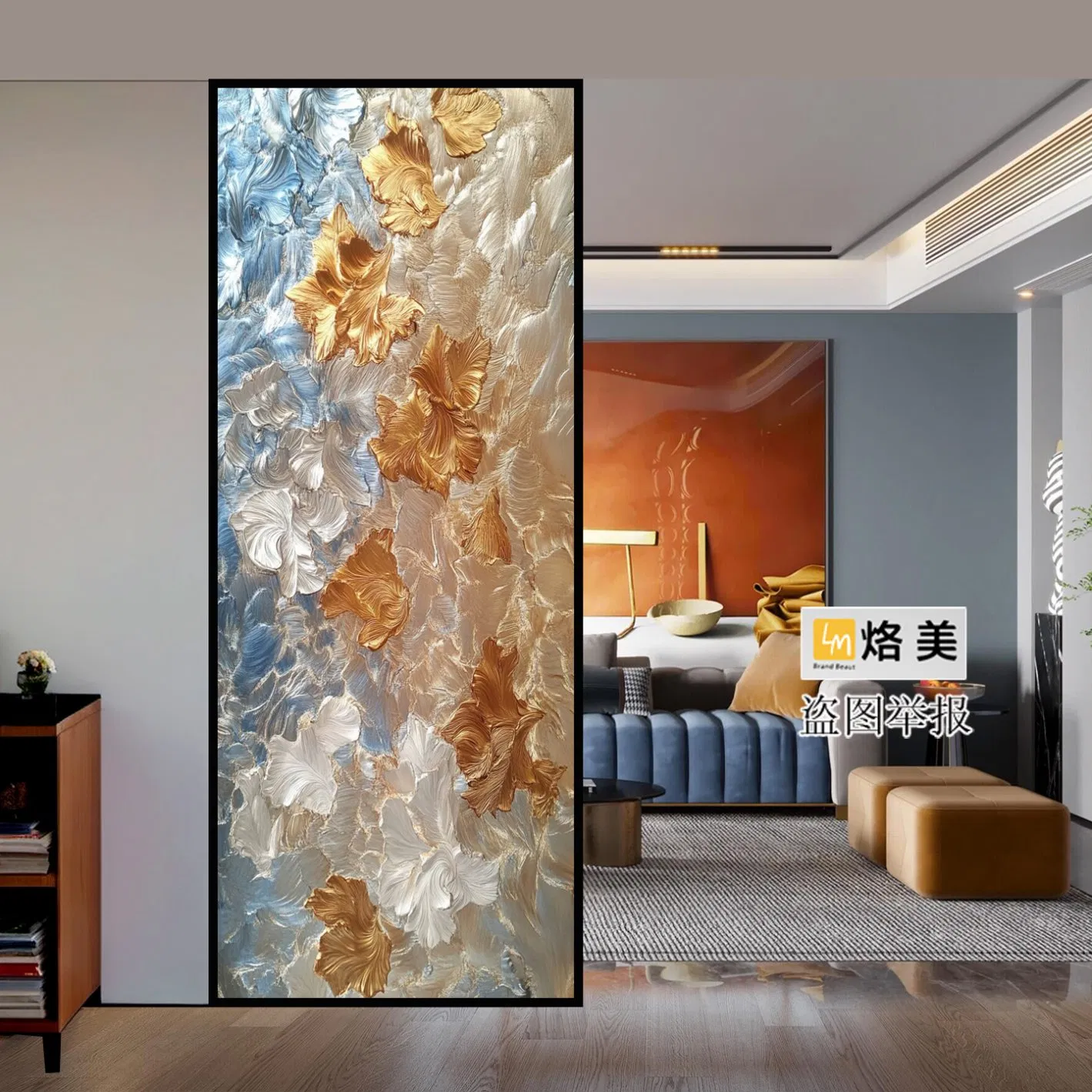 Painted Glassliving Room Partition Walltoilet Partitionentryway of The Residenceeuropean Style