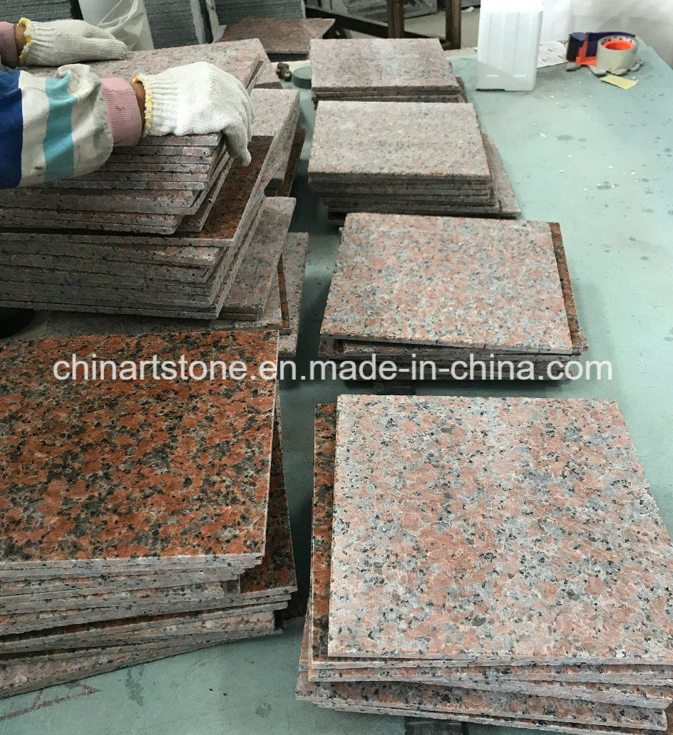 China Maple Red Granite Polished and Flamed Tiles for Floor Projects