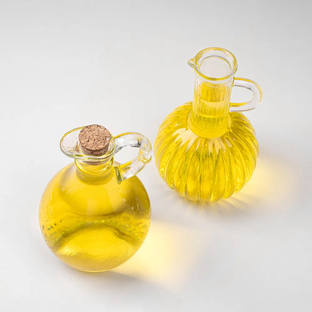 Bulk Cheap Custom Printed Empty Glass Cooking Oil Dispenser Bottle 250ml 300ml Round Clear Refillable for Kitchen
