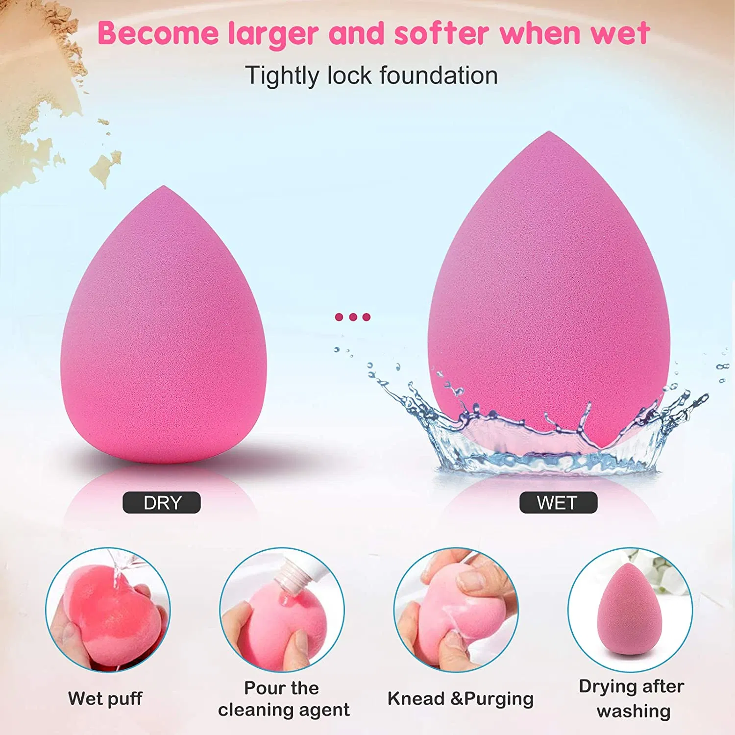 New Arrival Fashionable Latex Free Sponge Blending Cosmetic Foundation Powder Puff Makeup Sponge
