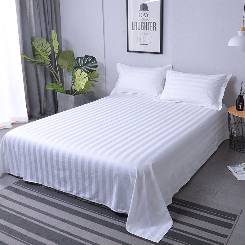 100% Cotton Fabric Bedding Set 3cm Stripes Queen Size Hotel Bed Linen