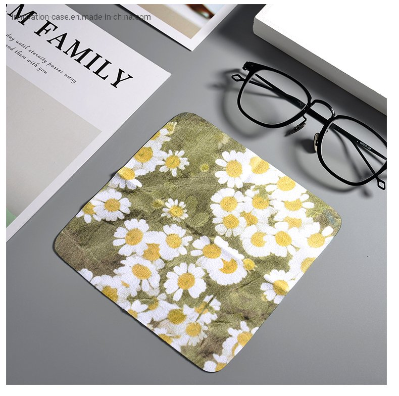 Wholesale Double Sided and Printed Floral, Suede Terry Microfiber Cleaning Cloth for Eyeglasses Lenses, Phones