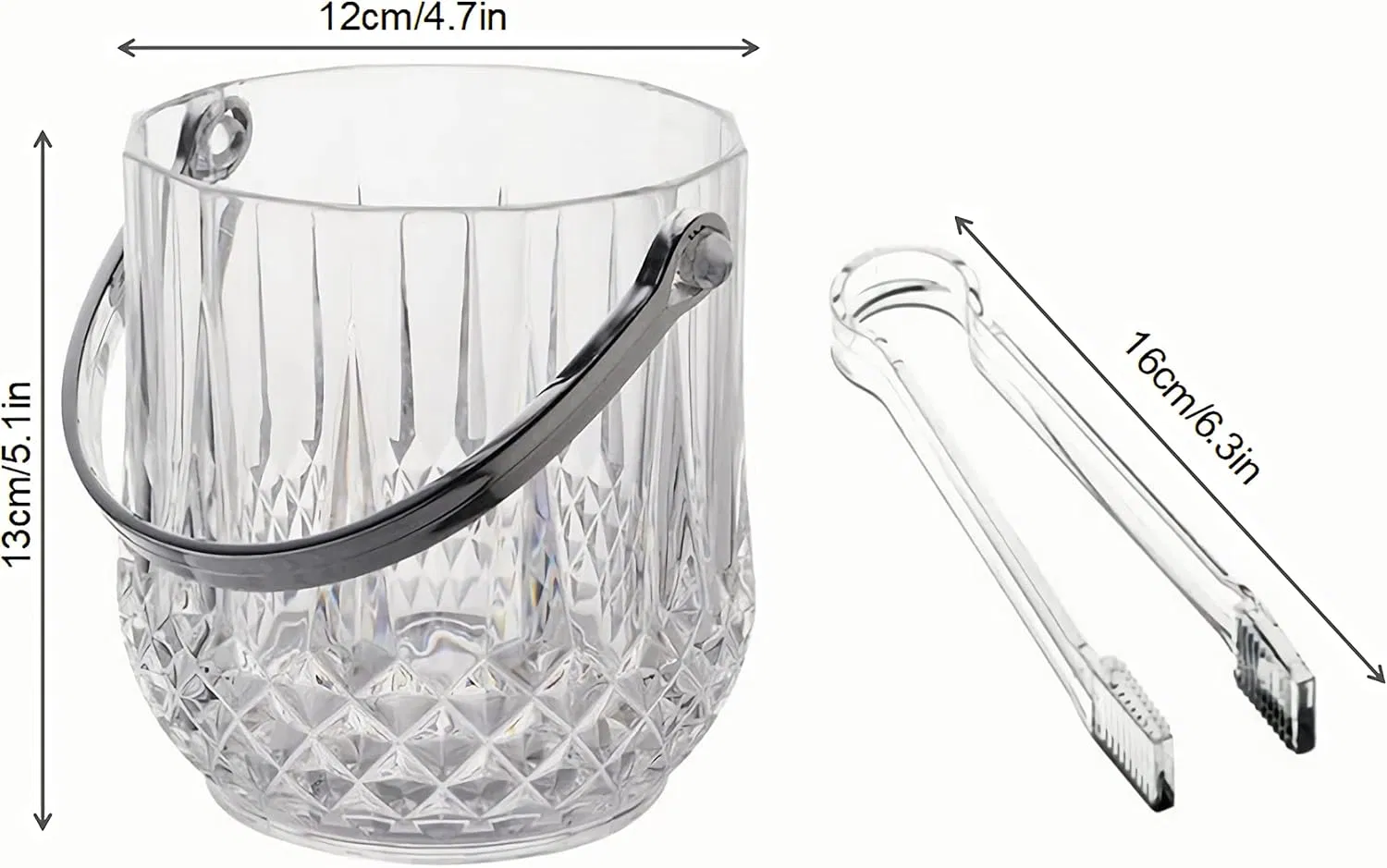 Custom High-Capacity 1L Food Grade Acrylic Plastic Ice Bucket