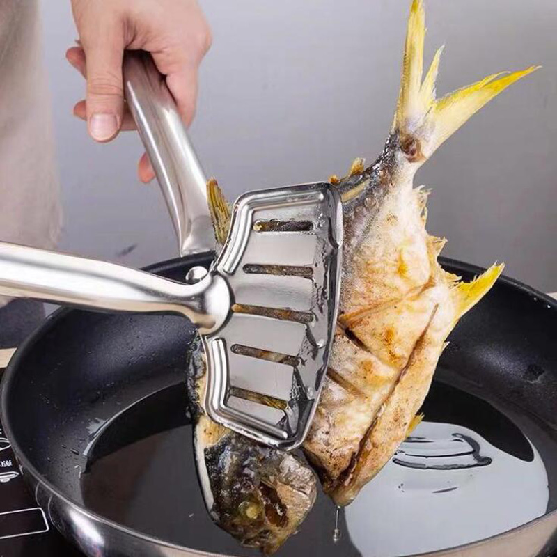 Stainless Steel Kitchen Tong with Skimmer and Pasta Server Function, Fish Fried Tong, Noodle Tong Colander Oil Strainers Esg12119
