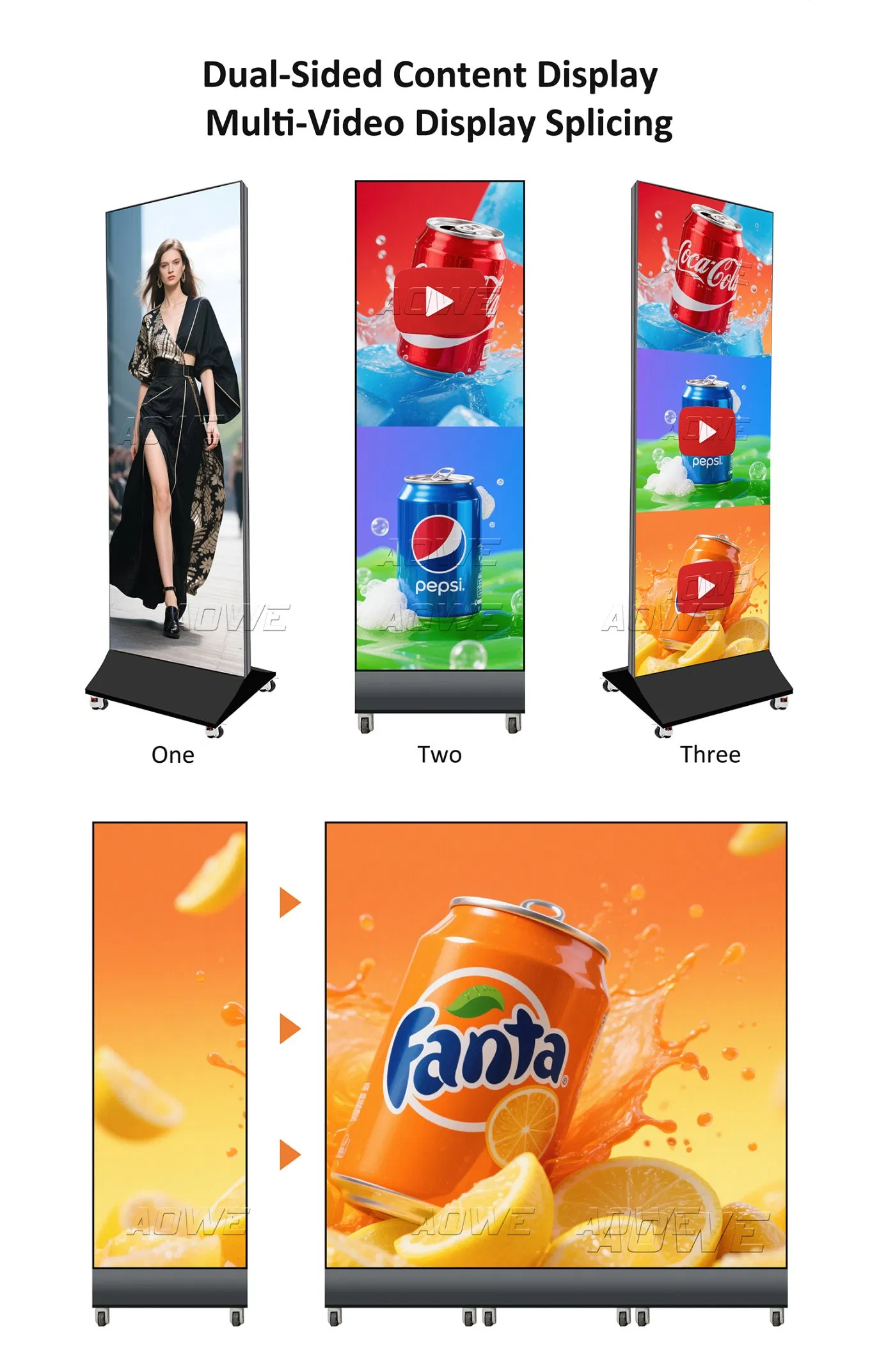 Aowe Indoor HD P1.25 P1.5 P1.8 P2.5 Indoor LED Poster Screen Foldable