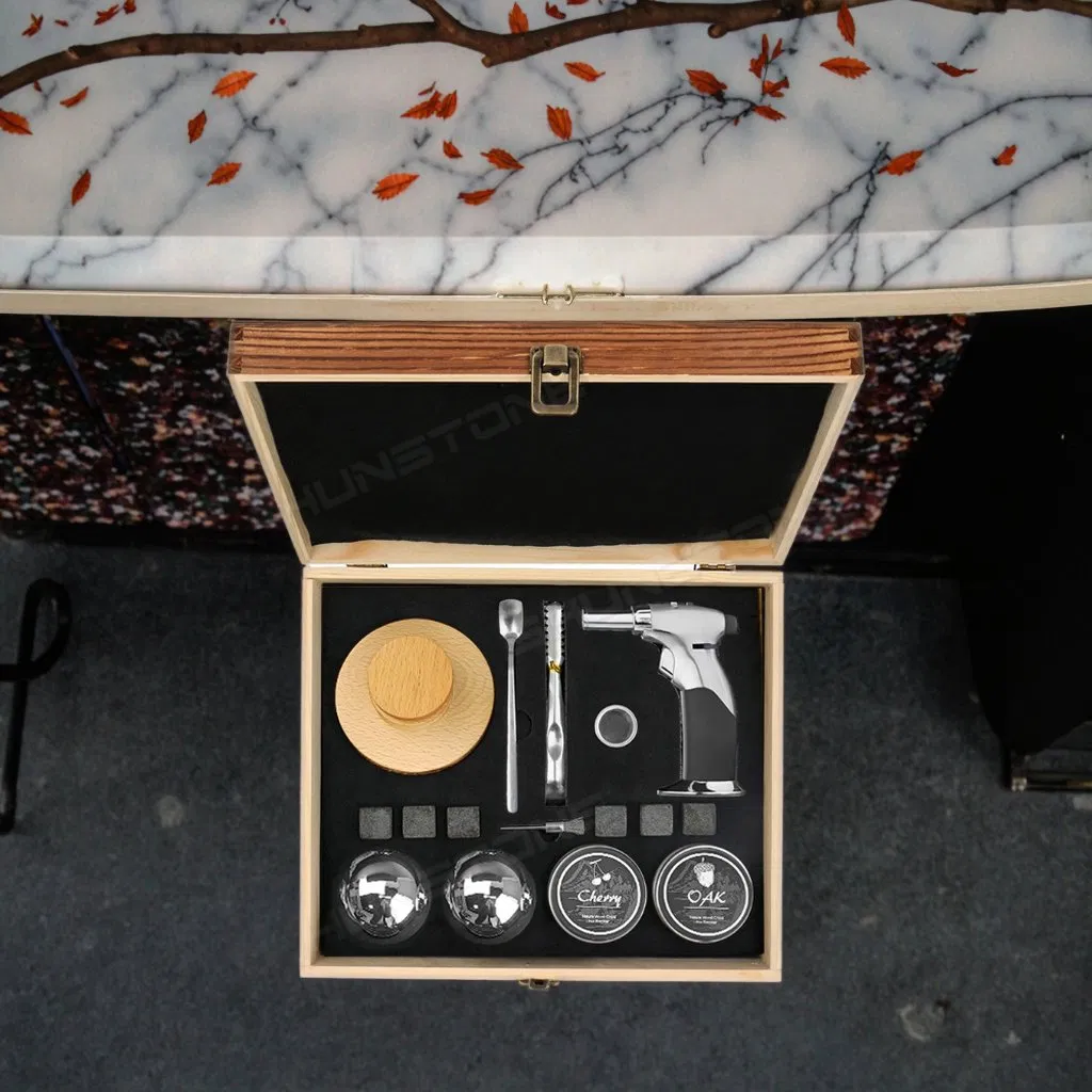 Shunstone Luxury Personalized Whiskey Smoker Kit with Whiskey Chilling Stone Ball Cocktail Smoker Kit Whiskey Gift for Men
