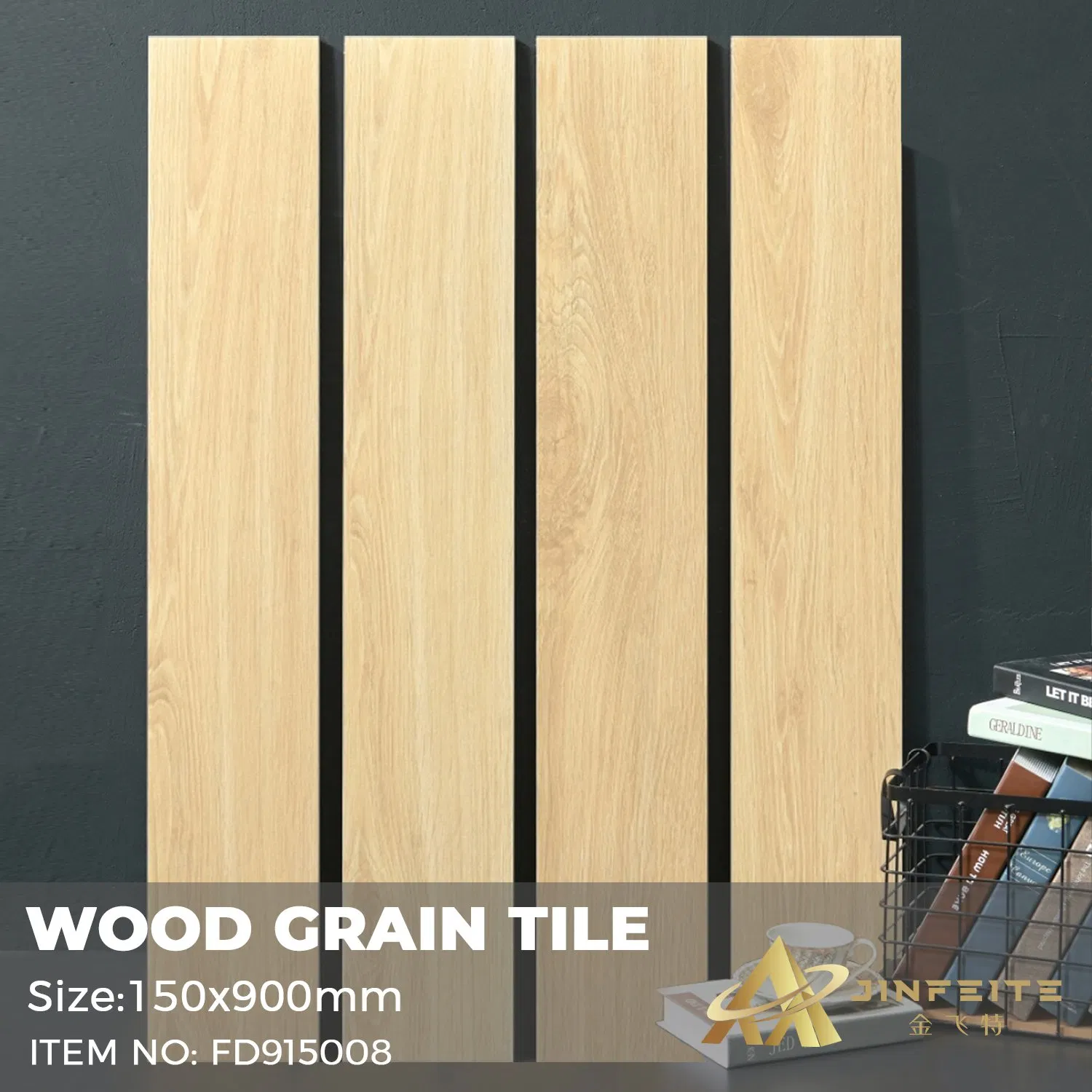 Indoor Use Wood Grain Brick Porcelain Tile 900*150mm for Living Room