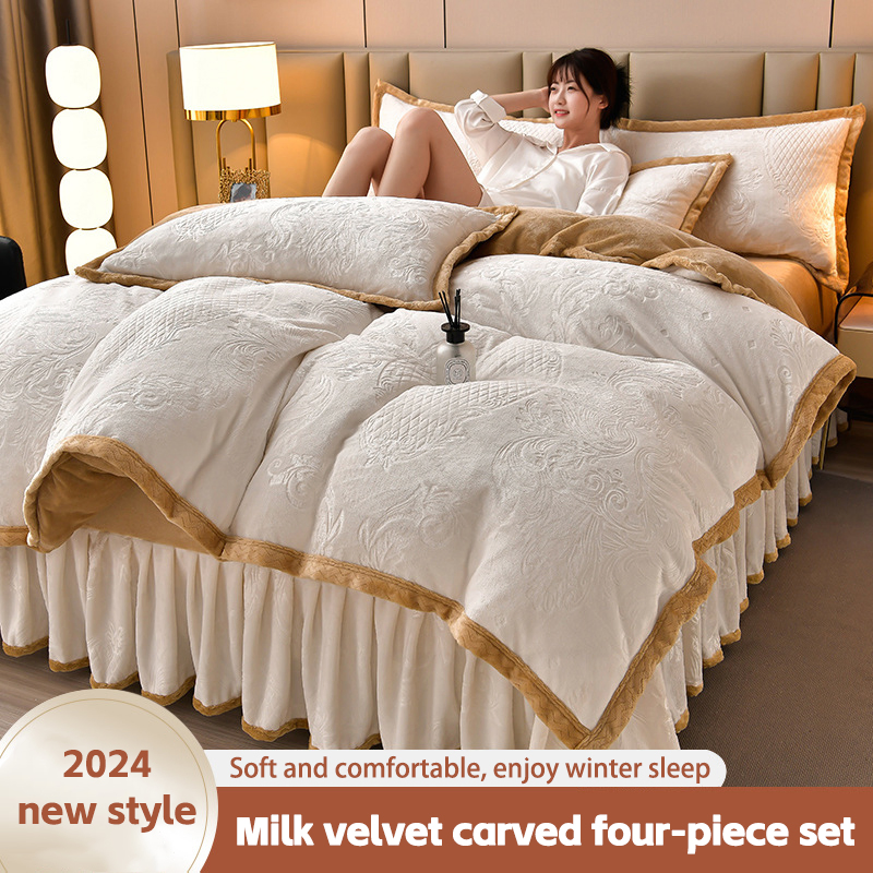 Milk Velvet 4-Piece Set Thickened Winter Double-Sided Treasure Velvet