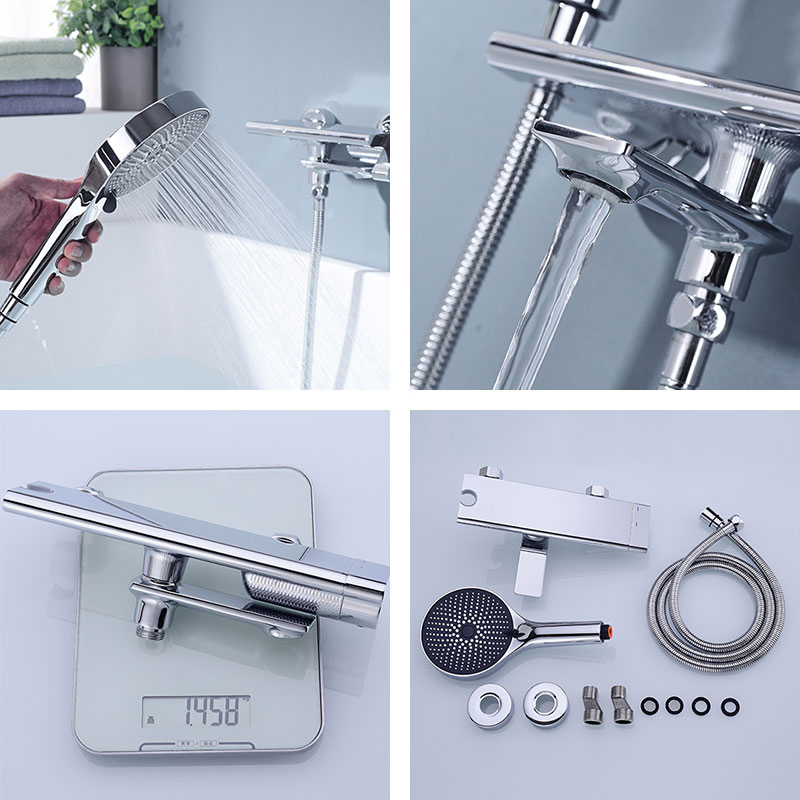 Solid Brass High Pressure Shower Head Wall Tub Filler Bathtub Faucet