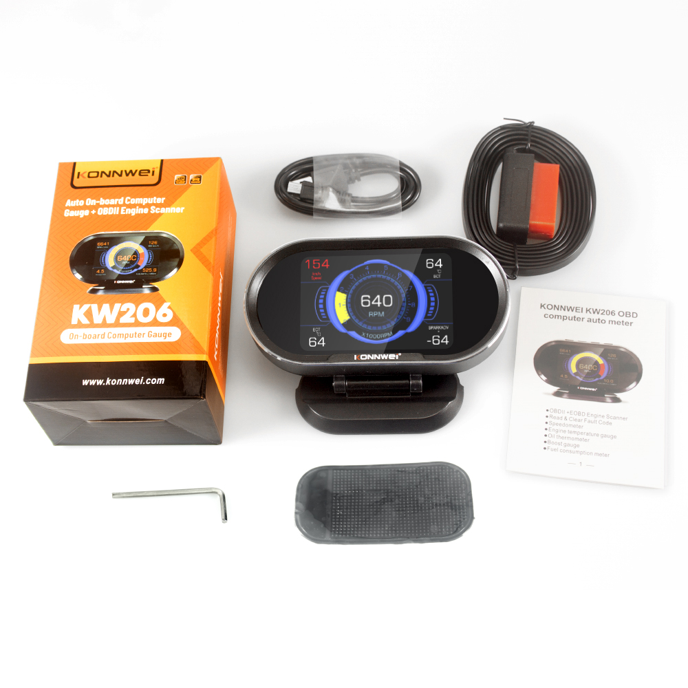 HUD дисплей OBD2 с датчиком температуры Konnwei KW206