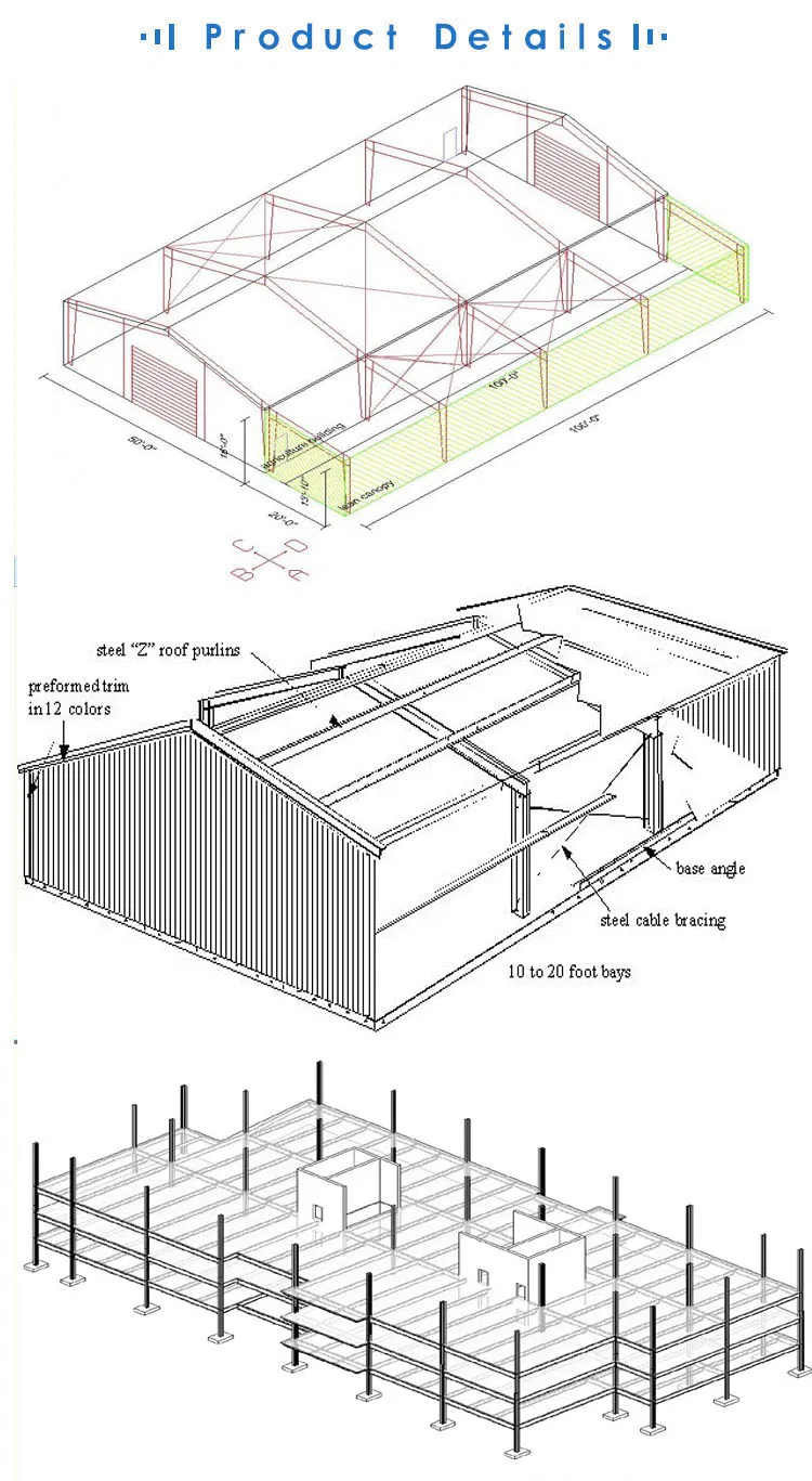 Light Steel Frame Prefabricated Portal Car Garage Building