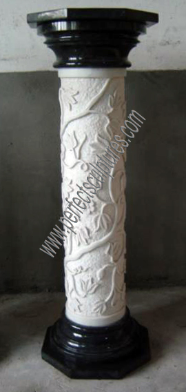 Small Size Antique Roman Style Stone White Marble Columns Pillars for Home Garden Building Decoration (QCM239)