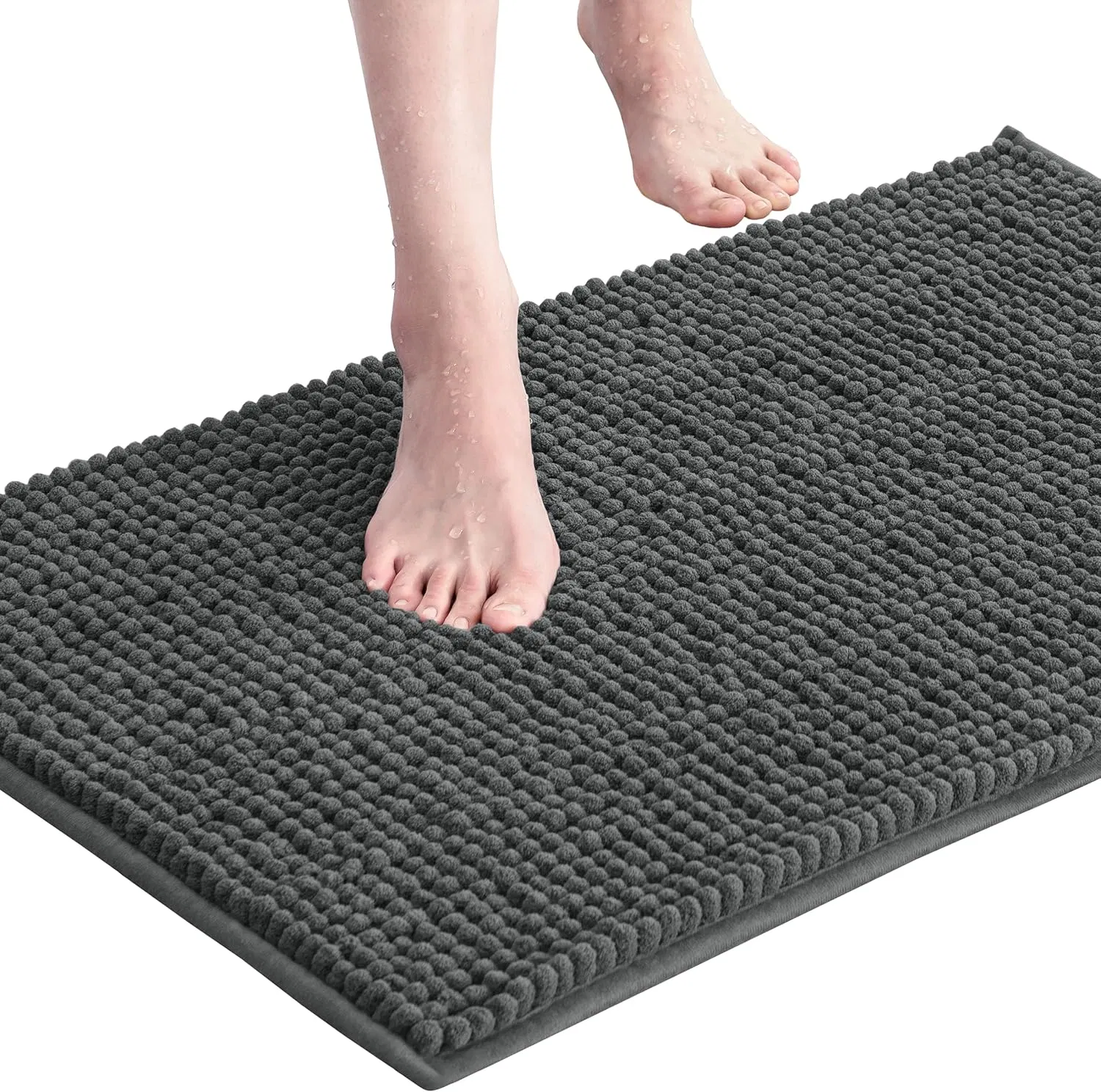 Short Plush Bath Mat Water Absorbent Non Slip Bath Mat Quick Dry