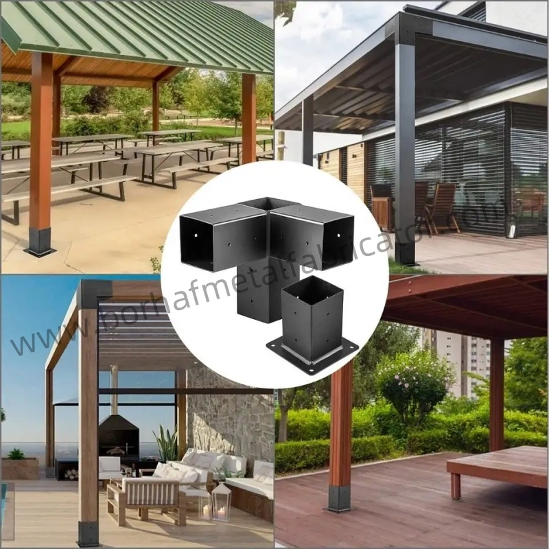 Black Powder Coated Pergola Brackets Easily Assembled Wood Steel Corner Brackets