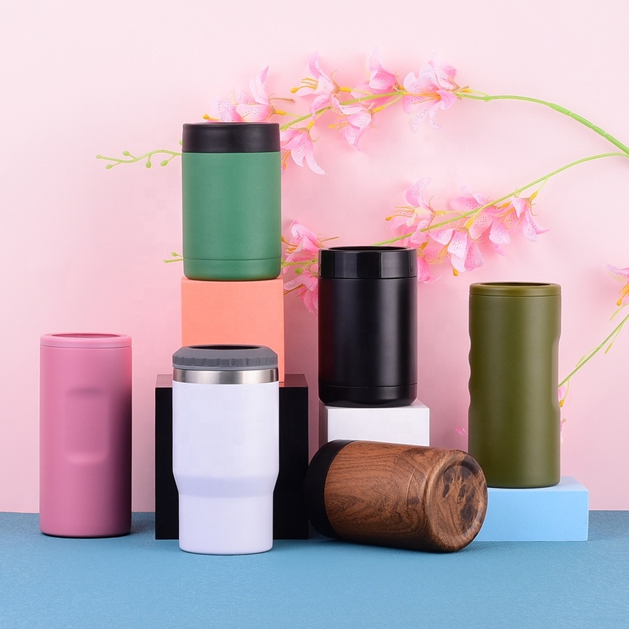 Wholesale Big Ice Cube Friendly Wine Promotional Thermos Freezable Standard Can Cooler